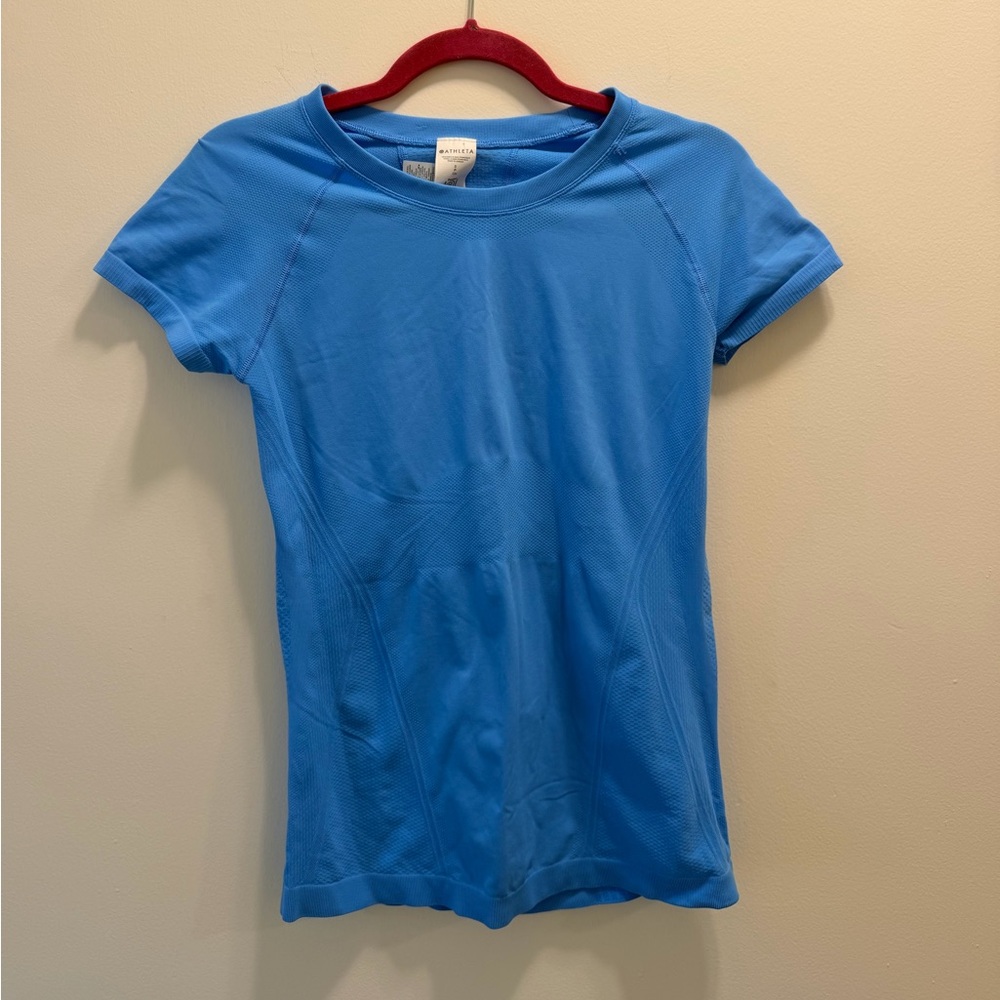 Athleta Blue Performance Short Sleeve Top Size Small - Picture 3 of 6